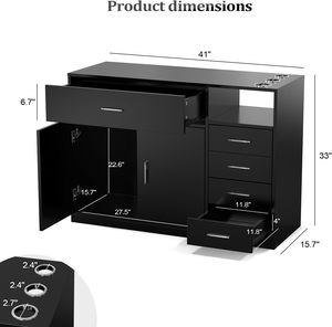 Meuble de salon autoportant |   Stations de coiffure pour barbiers |   Équipement de spa beauté avec 5 tiroirs - Product Image 4
