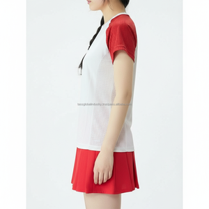 ชุดแบดมินตันหญิง แขนสั้น จีบระบาย ระบายอากาศดี รับผลิตตามแบบ OEM ขายส่ง - Product Image 4