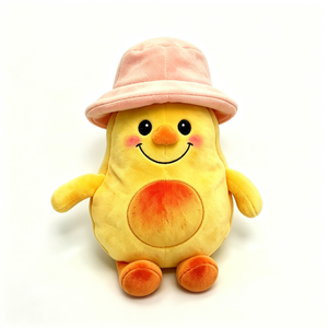 Almohada de pera suave personalizada, juguete de peluche de pera amarilla, peluche de pera con sombrero de cubo rosa, peluche de pera con brazos y piernas - Product Image 5