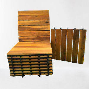 Dalles de terrasse emboîtables en bois d'acacia, dalles de sol pour terrasse, pour finition intérieure et extérieure, teck doré, 300 x 300 mm - Product Image 3