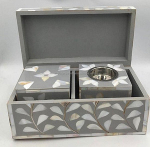 Ensemble de brûleurs Bakhoor modernes et élégants avec détails en nacre irisée, parfait pour les cadeaux et les expositions arabes du Ramadan - Product Image 6