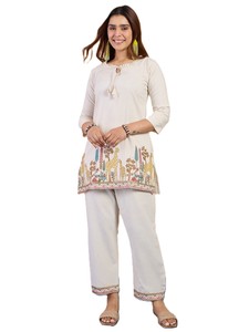 Conjunto de Pantalón y Blusa de Algodón Khadi Bordado Moderno para Mujer, Ropa Casual de Oficina y Fiesta de Verano, Calidad Premium, Protección Solar, Secado Rápido - Product Image 2