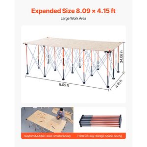 Banco da Lavoro Pieghevole Portatile 2,44 x 1,25 m, Capacità 2722 kg, Nessun Montaggio Richiesto, per Lavorazione del Legno e Macchine da Taglio - Product Image 4
