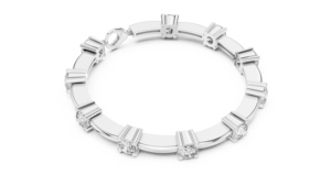Bracelet en or blanc 18 carats avec diamants taille ronde 5,10 mm, 10 pierres, luxe, étincelant, élégant, pour mariage, fête, bijoux fins, cadeau pour femme - Product Image 3