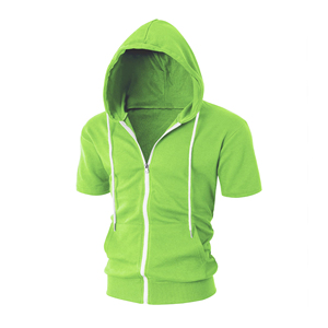 Sudadera con Capucha y Cremallera de Manga Corta para Hombre, Moderna y Elegante, Ropa Deportiva de Alta Calidad, Color Sólido, Prenda Deportiva a la Moda para Hombre - Product Image 3