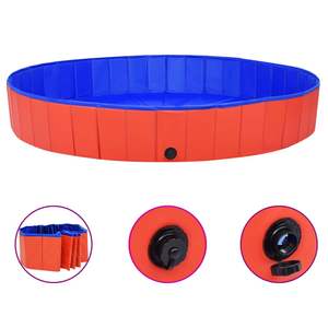 Piscine pour chien extra large en PVC rouge, design circulaire pliable - Product Image 1