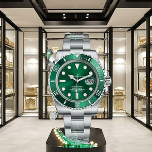 นาฬิกาข้อมือสแตนเลสสตีล 41 มม. ระบบจักรกล ดีไซน์หรูหราสไตล์วินเทจ คุณภาพสูง หน้าปัดและขอบตัวเรือนสีเขียว สายขนาด 22 มม. พร้อมเข็มเรืองแสงและตัวเลขเรขาคณิต - Product Image 4