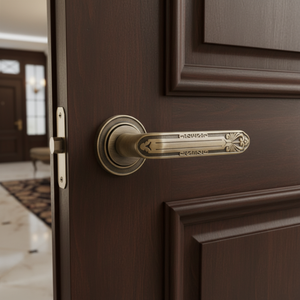 Poignée de porte en laiton antique Linea Regia avec gravure royale élégante, levier de designer de luxe pour portes intérieures, usage domestique et professionnel - Product Image 4