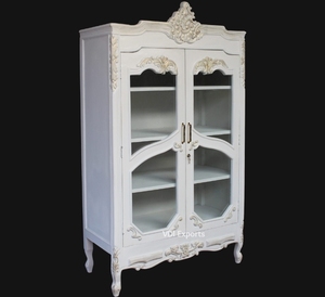Luxury French Provincial Wooden Crockery Display <b>Cabinet</b> – Hand-Carved Glass Door Storage Showcase for Classical Villas - Product Image 4