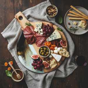 Planche à fromage rustique en bois avec poignée en résine, faite à la main, pour servir et couper, compatible lave-vaisselle, épaisseur 1,5 cm, idéale pour les soirées vin et mariages - Product Image 6