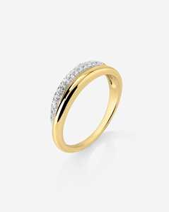 Anillo apilable de diamantes con doble fila, corte redondo pavé, diamantes cultivados en laboratorio de 4.5mm, cónico, para uso diario, joyería de lujo moderna, oro macizo de 14k - Product Image 3