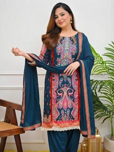 Heavy Chino Embroidered Salwar Kameez <b>for</b> <b>Women</b> Readymade Indian Pakistani <b>Suit</b> Wedding Party Wear - Product Image 1