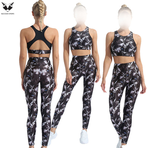 Conjunto Deportivo con Estampado Floral para Mujer, Leggings de Fitness de Alta Elasticidad, Sujetador Deportivo de Cuello Alto para Correr, Conjunto de Dos Piezas para Yoga y Gimnasio - Product Image 6