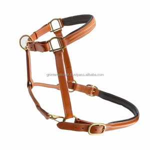 Strong Durable Tan Brown Heavy Duty Leather Horse <b>Halter</b> with Comfortable padding and solid adjustable brass hardware - Product Image 5
