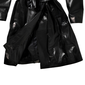WEAR INTERNATIONAL <strong>Men's</strong> Genuine Leather Single Breasted Ruffle Sleeve Long <strong>Trench</strong> <strong>Coat</strong>-OEM Service Streetwear Outerwear - Product Image 2