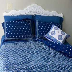 Queen size indien Kantha Indigo imprimé couvre-lit pour la maison taille: 90*108 pouces pour les textiles de décoration intérieure