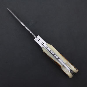 Nouveau couteau de chasse à lame pointue en acier Damas personnalisé avec manche naturel, couteau pliant OEM à bord droit à vendre - Product Image 2