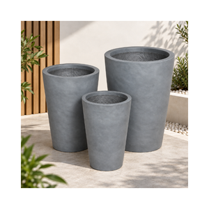 Ensemble de jardinières en fibre de verre prêtes à être expédiées pour l'entrée, le hall, la terrasse et la décoration du jardin. Matériau robuste, léger et résistant aux intempéries. - Product Image 1