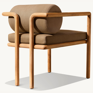 Sillón individual de madera de teca con un estilo moderno y sencillo, apto para uso en exteriores, equipado con cojines. - Product Image 6