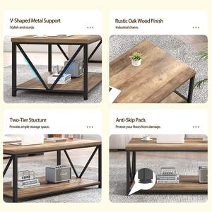 Traditional Antique Metal Wood Side <b>Table</b> Durable Eco-Friendly Living Room Furniture for Apartment Cafe Office Use - Product Image 3