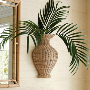 Natural Rattan Wall Vase Woven <b>Flower</b> Vase Rustic Farmhouse Style Decorative Vase Ideal For Home Decor <b>Display</b> Accent - Product Image 1