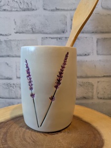 Portautensilios de Cerámica Artesanal con Estampado de Lavanda, Acabado Brillante, Resistente, para Almacenamiento en la Cocina, Decorativo - Product Image 5