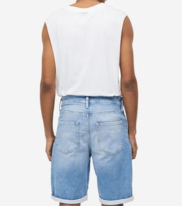 High-Tops Breathable Custom Vintage Denim <b>Jeans</b> Shorts <b>for</b> <b>Men</b> Black Knee-Length Straight Style Button Colored Wash <b>for</b> Summer - Product Image 5