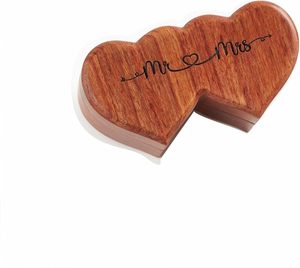 Handicraftviet Ring <b>Box</b> Mr and Mrs Handmade Heart Shape Ring <b>Box</b> for Wedding Wedding Ring Holder <b>Small</b> Engraved for Engagement - Product Image 4
