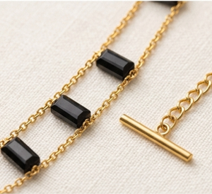Collier ras du cou en onyx noir naturel plaqué or 18 carats |   Pierres précieuses certifiées naturelles - Product Image 6