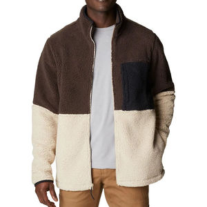Veste en polaire sherpa pour homme, col montant, fermeture éclair, color block, vêtement d'extérieur d'hiver, respirant, coupe-vent, logo personnalisé, service OEM - Product Image 1