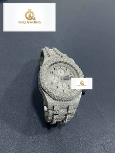 Moissanite Diamond Hip Hop Bling Wristwatch for Men Luxury Iced Out Fashion Watch with VVS Sparkling Stones for Party Wear - Product Image 1