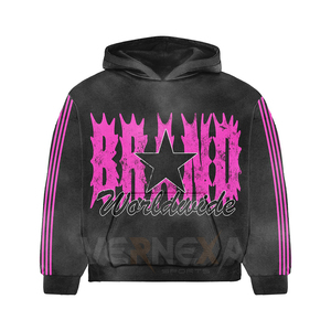 Oem Manufacturer Black <b>Pink</b> <b>Tracksuit</b> Hooded Sweatsuit Flare Pants <b>Set</b> Sporty Streetwear Screen Printing Piping Design <b>Set</b> - Product Image 2