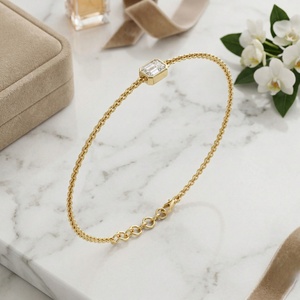 0.50CTW Emerald Bezel-Set Diamond Station <b>Bracelet</b> - Product Image 3