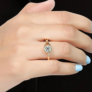 1.0 CT Moissanite Engagement <b>Ring</b> for Anniversary-Twisted Shank <b>Solitaire</b> 925 <b>Silver</b> Rhodium Plated Luxury Jewelry - Product Image 2