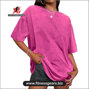 Women's O-Neck Short Sleeve T-Shirt Solid Blue Knitted Casual Wear Loose Eco-Friendly 100% Polyester Summer - Product Image 6