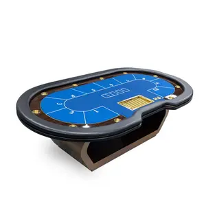 Tavolo da Poker Texas in legno massiccio di lusso con luci a LED