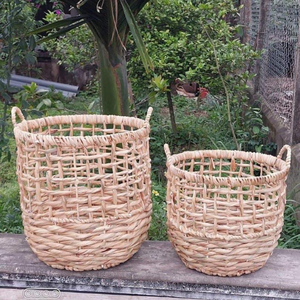 Ensemble de 3 paniers de luxe en jacinthe d'eau faits à la main, naturels, légers, durables, écologiques et multifonctionnels pour la maison - Product Image 6