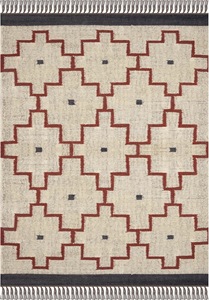 Geometric Pattern Jute <b>Rug</b> with Tassel Fringe – Eco-Friendly <b>Boho</b> Cotton Blend Carpet for Living Room & Home Decor - Product Image 5