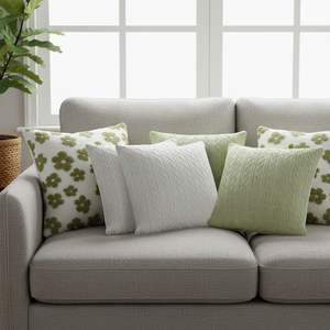 ชุดปลอกหมอนตกแต่งลายดอกไม้ 6 ชิ้น แบบถักลายเคเบิล สีขาวและสีเขียว สำหรับบ้านและสำนักงาน - Product Image 3