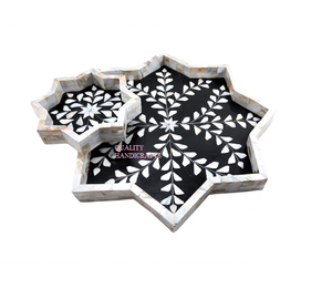 Bandeja de Servicio de Alta Calidad con Incrustaciones de Nácar Estilo Árabe, Artesanía de Calidad, Marca Fabricada en India - Product Image 1