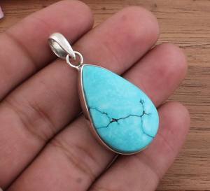 Pendentif en œil de tigre naturel Kingman, argent sterling 925 plaqué platine, collier vintage authentique en pierre bleue d'Arizona, unisexe - Product Image 3