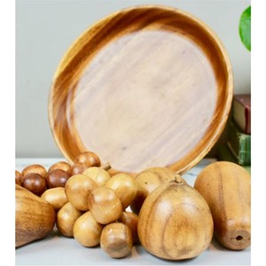 Grand panier à fruits en bois sculpté à la main, avec piédestal, bol de rangement, support décoratif en bois pour pain et fruits, décoration de table - Product Image 2