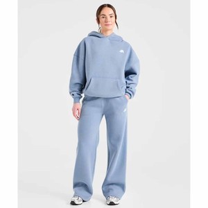 Ensemble assorti décontracté 2 pièces pour femme : sweat à capuche en polaire bleu clair et pantalon de survêtement ample longueur pleine - Product Image 3