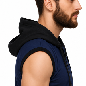 Chaleco con Capucha sin Mangas Premium para Hombre, Ropa Deportiva Personalizada para Gimnasio, Color Sólido, Ligero, con Cierre, Sudadera con Capucha para Entrenamiento, Sudadera de Alto Rendimiento 100% - Product Image 5