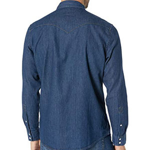 <b>Men</b>’s Cotton Denim <b>Shirt</b> Long Sleeve Casual <b>Jean</b> <b>Shirt</b> Customized Logo High Quality - Product Image 3