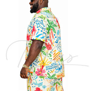Nouvel ensemble chemise et short hawaïen grande taille pour homme – Imprimé décontracté à manches courtes pour l'été - Product Image 3