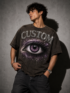 T-shirt en coton imprimé tendance Glory Custom, style vintage, manches courtes, effet délavé, imprimé graphique, unisexe. - Product Image 6