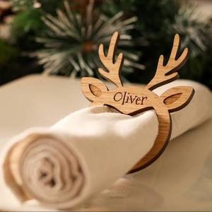 Anneaux de serviette en MDF découpés au laser pour la décoration de table lors d'événements, fêtes, mariages, noms personnalisés ici - Product Image 1