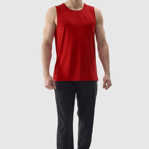 Débardeur violet sans manches pour homme avec imprimé palmier, col rond, décontracté, respirant, en coton tricoté, pour l'entraînement - Product Image 2