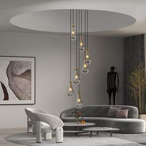 7-Light Adjustable Dining Room Pendant <b>Chandelier</b> Large Foyer <b>Chandelier</b> and Stairwell Lights <b>for</b> Living Room <b>Bedroom</b> Entryway - Product Image 4
